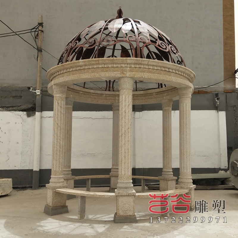 石雕黃銹石涼亭現貨可定制
